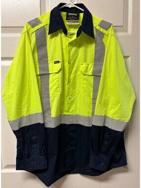 Bisley Hi-Vis Long Sleeve Work Shirt Type R Class 3 Reflective Safety Yellow L